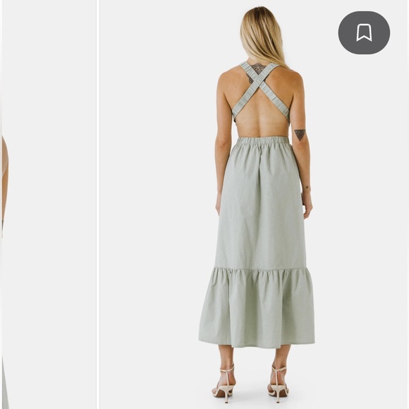 [Worn Once] English Factory Elastic Detail Sleeveless Dress in Light Green/Sage - Picture 2 of 4